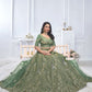 Rajwada Green Soft Net Embroidered Semi-Stitched Lehenga With Unstitched Blouse For Women