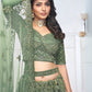Rajwada Green Soft Net Embroidered Semi-Stitched Lehenga With Unstitched Blouse For Women