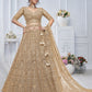Rajwada Mustard Soft Net Embroidered Semi-Stitched Lehenga With Unstitched Blouse For Women