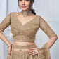 Rajwada Mustard Soft Net Embroidered Semi-Stitched Lehenga With Unstitched Blouse For Women