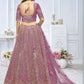 Rajwada Pink Soft Net Embroidered Semi-Stitched Lehenga With Unstitched Blouse For Women