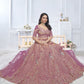Rajwada Pink Soft Net Embroidered Semi-Stitched Lehenga With Unstitched Blouse For Women