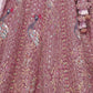 Rajwada Pink Soft Net Embroidered Semi-Stitched Lehenga With Unstitched Blouse For Women