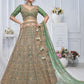 Rajwada Green And Gold Soft Net Embroidered Semi-Stitched Lehenga With Unstitched Blouse For Women