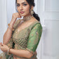 Rajwada Green And Gold Soft Net Embroidered Semi-Stitched Lehenga With Unstitched Blouse For Women