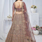 Rajwada Light Purple Soft Net Embroidered Semi-Stitched Lehenga With Unstitched Blouse For Women