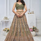 Rajwada Green Soft Net Embroidered Semi-Stitched Lehenga With Unstitched Blouse For Women