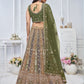 Rajwada Green Soft Net Embroidered Semi-Stitched Lehenga With Unstitched Blouse For Women
