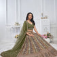 Rajwada Green Soft Net Embroidered Semi-Stitched Lehenga With Unstitched Blouse For Women