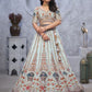 Rajwada Light Blue Organza  Embroidered Semi-Stitched Lehenga With Unstitched Blouse For Women