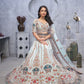 Rajwada Light Blue Organza  Embroidered Semi-Stitched Lehenga With Unstitched Blouse For Women