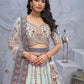 Rajwada Light Blue Organza  Embroidered Semi-Stitched Lehenga With Unstitched Blouse For Women