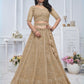 Rajwada Gold Soft Net Embroidered Semi-Stitched Lehenga With Unstitched Blouse For Women