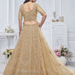 Rajwada Gold Soft Net Embroidered Semi-Stitched Lehenga With Unstitched Blouse For Women