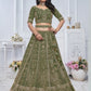 Rajwada Green Soft Net Embroidered Semi-Stitched Lehenga With Unstitched Blouse For Women