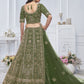 Rajwada Green Soft Net Embroidered Semi-Stitched Lehenga With Unstitched Blouse For Women