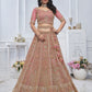 Rajwada Light Pink Soft Net Embroidered Semi-Stitched Lehenga With Unstitched Blouse For Women