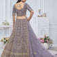 Rajwada Purple  Soft Net Embroidered Semi-Stitched Lehenga With Unstitched Blouse For Women