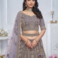 Rajwada Purple  Soft Net Embroidered Semi-Stitched Lehenga With Unstitched Blouse For Women