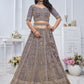 Rajwada Purple  Soft Net Embroidered Semi-Stitched Lehenga With Unstitched Blouse For Women
