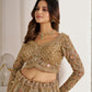 Rajwada Dark Beige Net Embellished Semi Stitched Lehenga For Women