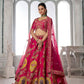 Rajwada Pink Silk Blend Embellished Semi Stitched Lehenga For Women