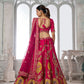Rajwada Pink Silk Blend Embellished Semi Stitched Lehenga For Women