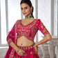 Rajwada Pink Silk Blend Embellished Semi Stitched Lehenga For Women