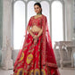 Rajwada Red Silk Blend Embellished Semi Stitched Lehenga For Women