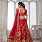 Rajwada Red Silk Blend Embellished Semi Stitched Lehenga For Women