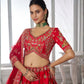 Rajwada Red Silk Blend Embellished Semi Stitched Lehenga For Women