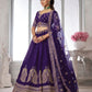 Rajwada Royal Purple Silk Blend Embellished Semi Stitched Lehenga For Women