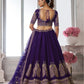 Rajwada Royal Purple Silk Blend Embellished Semi Stitched Lehenga For Women