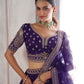 Rajwada Royal Purple Silk Blend Embellished Semi Stitched Lehenga For Women