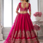 Rajwada Dark Pink Silk Blend Embellished Semi Stitched Lehenga For Women