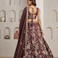 Rajwada Mauve Wine Silk Blend Embellished Semi Stitched Lehenga For Women