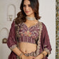 Rajwada Mauve Wine Silk Blend Embellished Semi Stitched Lehenga For Women