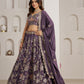 Rajwada Purple Silk Blend Embellished Semi Stitched Lehenga For Women
