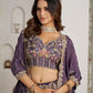 Rajwada Purple Silk Blend Embellished Semi Stitched Lehenga For Women