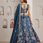 Rajwada Teal Blue Silk Blend Embellished Semi Stitched Lehenga For Women