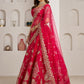 Rajwada Red Silk Blend Embellished Semi Stitched Lehenga For Women