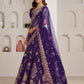 Rajwada Royal Purple Silk Blend Embellished Semi Stitched Lehenga For Women