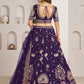 Rajwada Royal Purple Silk Blend Embellished Semi Stitched Lehenga For Women