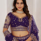 Rajwada Royal Purple Silk Blend Embellished Semi Stitched Lehenga For Women