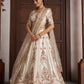 Rajwada Off White Silk Blend Embellished Semi Stitched Lehenga For Women