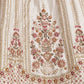 Rajwada Off White Silk Blend Embellished Semi Stitched Lehenga For Women
