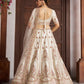 Rajwada Off White Silk Blend Embellished Semi Stitched Lehenga For Women