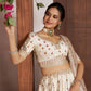 Rajwada Off White Silk Blend Embellished Semi Stitched Lehenga For Women