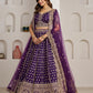 Rajwada Royal Purple Silk Blend Embellished Semi Stitched Lehenga For Women