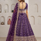 Rajwada Royal Purple Silk Blend Embellished Semi Stitched Lehenga For Women